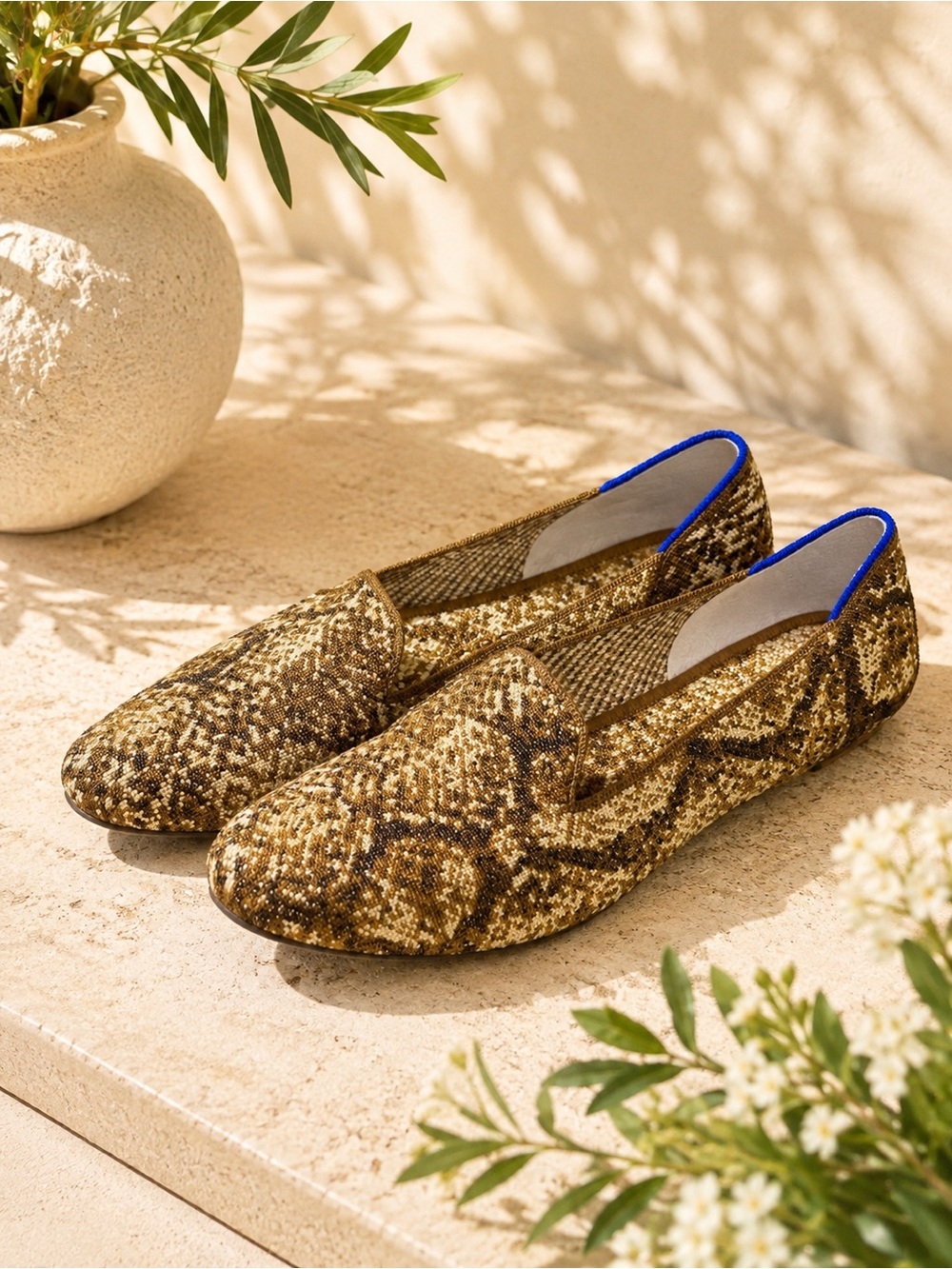 Rothy’s The Loafer Bronze Python Snake Print Knit Flats Women’s Size 8 old money